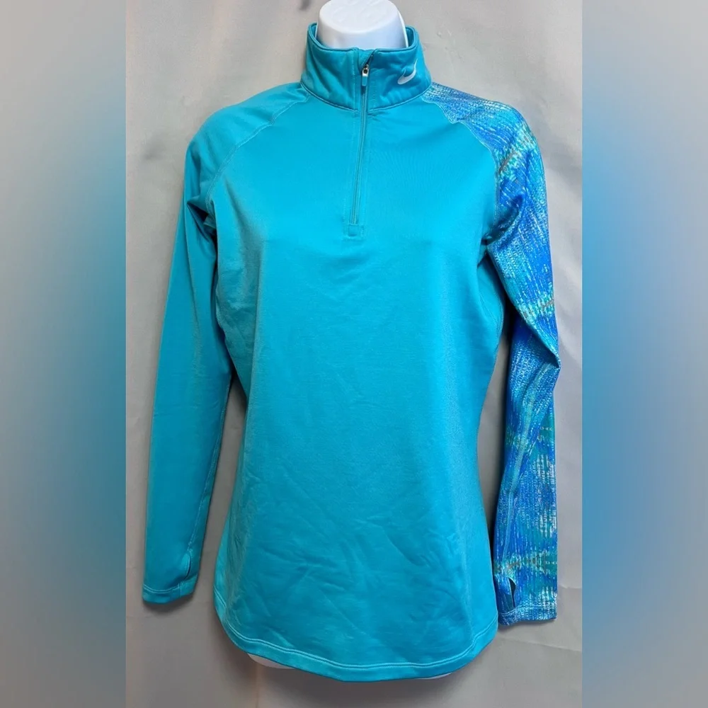 NIKE Pro Combat Dri-Fit‎ 1/4 Zip Pullover Teal  Active Fitted Sz Medium